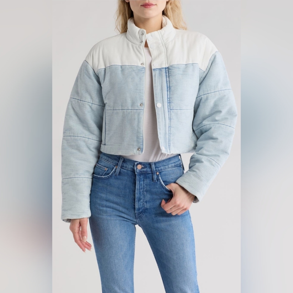 Mother the drop pillow talk puffer crop coat